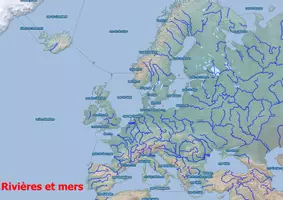 Aperçu - Affichage - Carte de l'Europe. Rivières et mers en Europe - Page de couverture