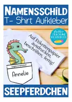 Vorschau - Anderer Materialtyp - Namensschild Seepferdchen Seepferdchenklasse - 1. Schultag / Schulanfang / Einschulung - Deckblatt