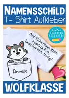 Vorschau - Anderer Materialtyp - Aufkleber Namensschild Wolfklasse Klassentier Wolf Einschulung - Deckblatt