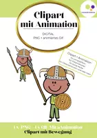 Vorschau - Präsentationen/Tafelbilder - Clipart mit Animation Wikingerjunge mit Speer und Schild GIF + PNG - Deckblatt