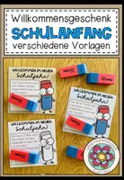 Vorschau - Mal- und Bastelvorlagen - Willkommensgruß / Willkommensgeschenk für den Schulanfang (für Radiergummis) - Deckblatt