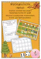 Vorschau - Arbeitsblätter - Würfelgeschichte: Herbst inkl Schreibplan Reizwortgeschichte Aufsatz - Deckblatt