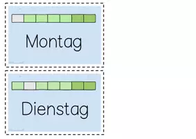 Vorschau - Poster - Tafelkalender Visualisierung auf Deutsch und Englisch (blau) - Seite 1