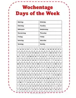 Vorschau - Arbeitsblätter - Wortsuchrätsel DaF / DaZ - Vokabeln Deutsch A1 und A2 - Word Search German Vocabulary - Seite 1