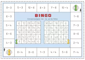 Vorschau - Spiele - Bingo Brettspiele Einmaleins (Multiplikation ab Klasse 2) - Seite 2