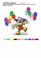 Vorschau - Arbeitsblätter - Rechnen zu Karneval - Clown, Luftballons - Addieren, Subtrahieren, Multiplizieren und Dividieren - Mathe - Seite 2