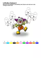 Vorschau - Arbeitsblätter - Rechnen zu Karneval - Clown, Luftballons - Addieren, Subtrahieren, Multiplizieren und Dividieren - Mathe - Seite 3