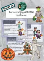 Vorschau - Aufgabenkarten - Fortsetzungsgeschichten Halloween, Schreiben - Deckblatt