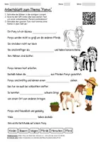 Vorschau - Arbeitsblätter - Arbeitsblatt "Ponys" + Onlineübung & MP3 + Infografiken - Deckblatt