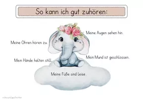 Vorschau - Poster - Schild "So kann ich gut Hinhören / Zuhören" Elefant & Eule - Seite 3