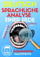 Vorschau - Arbeitsblätter - Sprachliche Analyse einer Rede (Sachtexte AB 4) - Deckblatt