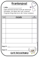 Vorschau - Merkblätter - Krankenpost für deine Eulenklasse - Deckblatt