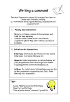 Vorschau - Merkblätter - Merkzettel/ Übersicht: "Writing a comment" mit nützlichen Satzanfängen - Deckblatt