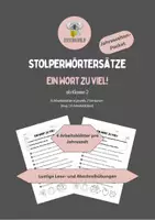 Vorschau - Arbeitsblätter - Ein Wort zu viel Stolperwörtersätze Arbeitsblätter Jahreszeiten Paket - Deckblatt