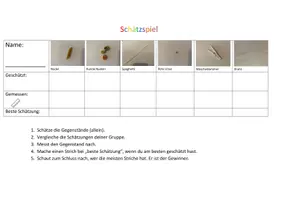 Vorschau - Arbeitsblätter - Schätzspiel Mathe Längen Klasse 3 - Deckblatt