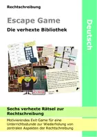 Vorschau - Spiele - Kniffliges Escape Game zur Rechtschreibung (Strategien wie Ableiten, Großschreibung, Nominalisierung etc.) - Deckblatt