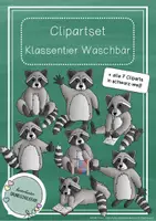 Vorschau - selbst erstellte Cliparts/Grafiken - Clipartset - Klassentier Waschbär / Waschbärenklasse (Privater Gebrauch) - Deckblatt
