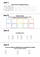 Aperçu - Apprentissages en autonomie - Entrainement tables de multiplications. - Page de couverture