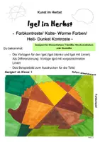 Vorschau - Mal- und Bastelvorlagen - Kunst im Herbst: Igel im Herbst gestalten (Farbkontraste) - Deckblatt
