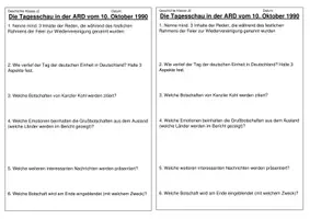 Vorschau - Arbeitsblätter - Wiedervereinigung - Tagesschau vom 3.10.1990 - Deckblatt