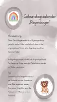 Vorschau - Poster - Geburtstagskalender Regenbogen mit extra Word-Datei zum Beschriften - Seite 1