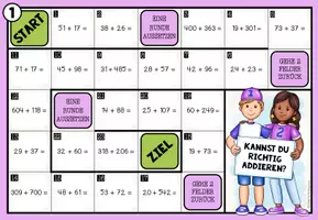 Vorschau - Spiele - Addition mit natürlichen Zahlen – 3 Mathe-Brettspiele | 4.–5. Klasse - Seite 1