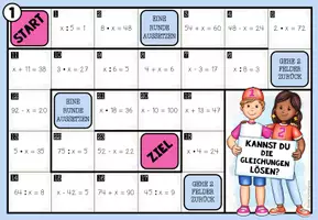 Vorschau - Stationenlernen - Einfache Gleichungen mit einer Variablen lösen | 3 Mathe-Brettspiele 5.–6. Klasse - Seite 1