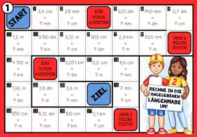 Vorschau - Stationenlernen - Längen mit Dezimalzahlen – 3 Mathe-Brettspiele | 5.–6. Klasse - Seite 1