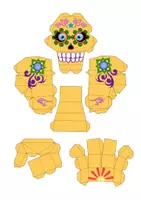 Vorschau - Mal- und Bastelvorlagen - Bastelbogen für Kinder: Totenkopf (Día de los Muertos) - Seite 1