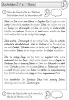 Vorschau - Arbeitsblätter - Buchstabe Z - Einführung in der 1.Klasse inklusive Geschichte - Seite 1