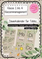 Vorschau - Bildkarten - Klassenmanagement im Boho-Stil - Dauerkalender Design: Blätter - Deckblatt