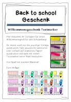 Vorschau - Mal- und Bastelvorlagen - Willkommensgeschenk Textmarker - Back to school - Schülergeschenk - Seite 1