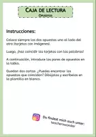 Vista previa - Tarjetas / Manipulativos - Caja de lectura de opuestos - página 1
