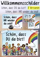 Vorschau - Mal- und Bastelvorlagen - Türdeko - Schön, dass du (wieder) da bist - 8 Poster Schulstart / Willkommen - Deckblatt