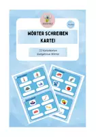 Vorschau - Stationenlernen - Wörter schreiben - Kartei- Erstschreiben- 22 Karteikarten - Deckblatt