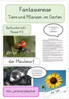 Vorschau - Bildkarten - Fantasiereise Tiere und Pflanzen im Garten, Sachunterricht Klasse 1/2 - Deckblatt
