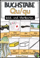 Vorschau - Fördermaterial/Inklusion - Buchstabe Qu/qu - Bildkarten und Wortkarten (Anlaut - Inlaut) - Deckblatt