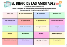 Vista previa - Juegos / Gamificación - EL BINGO DE LAS AMISTADES - PRIMEROS DÍAS DE CLASE - página 2