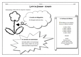 Vorschau - Arbeitsblätter - Lyrik im Sommer: Kreativer Umgang mit Gedichten - Seite 1