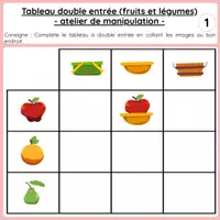 Aperçu - Jeux - Tableau double entrée - fruit et légumes - Page 1