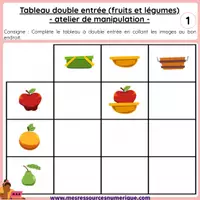 Aperçu - Jeux - Tableau double entrée - fruit et légumes (offert) - Page 1
