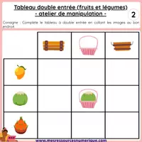 Aperçu - Jeux - Tableau double entrée - fruit et légumes (offert) - Page 2