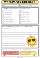 Vorschau - Arbeitsblätter - My summer holidays - Writing/Speaking (2-fach differenziertes Worksheet) - Seite 1