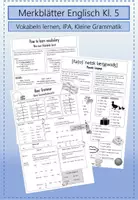 Vorschau - Arbeitsblätter - Merkblätter Englisch Klasse 5 (Vokabeln, IPA, Grammatik) - Deckblatt