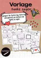 Vorschau - Mal- und Bastelvorlagen - Vorlage Muttertag/ Vatertag/Danke sagen - Deckblatt