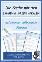 Vorschau - Arbeitsblätter - "Die Sache mit den langen und kurzen Vokalen" - auch interaktiv - Deckblatt