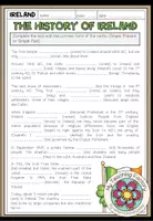 Vista previa - Hojas de trabajo - The History of Ireland - Grammar Worksheet (Simple Present vs Simple Past) - Portada