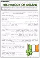 Vista previa - Hojas de trabajo - The History of Ireland - Grammar Worksheet (Simple Present vs Simple Past) - página 1