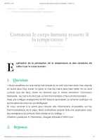 Aperçu - Texte - Comment le corps humain ressent-il la température - Planet-Vie - Page de couverture