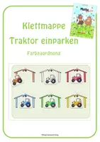 Vorschau - Stationenlernen - Klettmappe: Traktor einparken - Farbzuordnung - Deckblatt